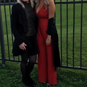 TopShop Wide Leg Jumpsuit in Red